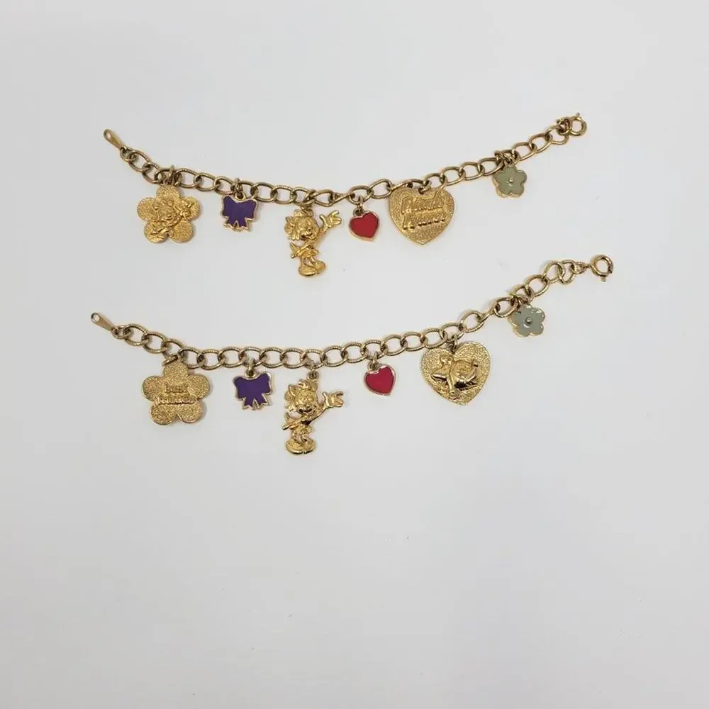 Disney Minnie Mouse Best Friend Charm Bracelet Set Vintage
